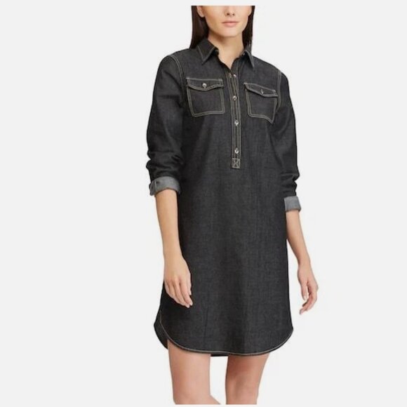 Chaps Dresses & Skirts - Chaps Charcoal Cotton Shirt Dress Size 1X TG